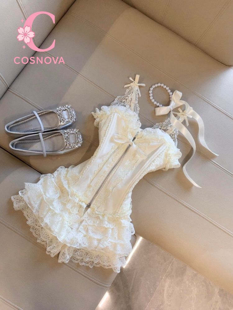 Lace Trim Cami - Sevimli Dantel Büstiyer Üst Yüksek Bel