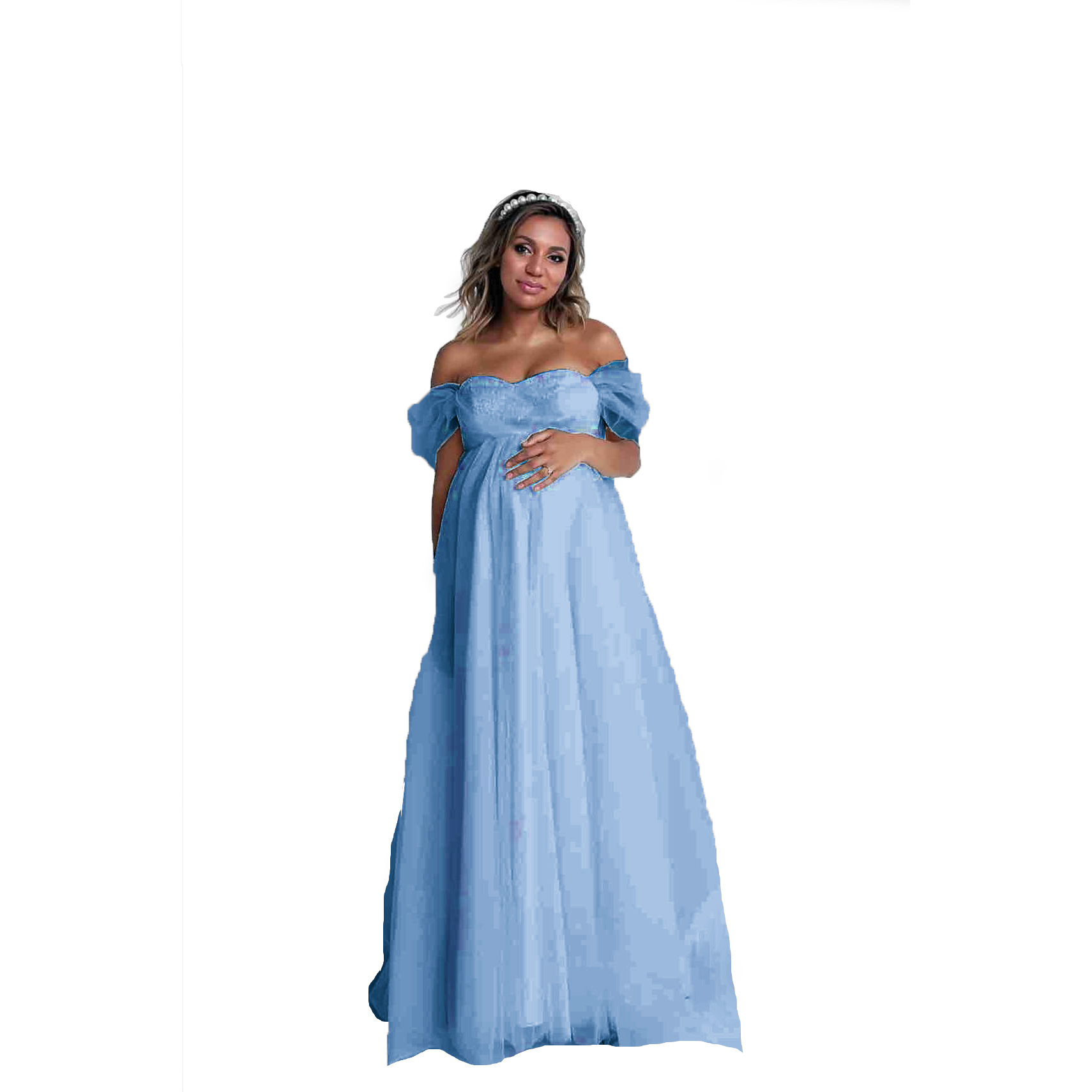 Women Fashion Photoshoot - Moda Hamile Kadınlar Straplez Hamile Elbisesi
