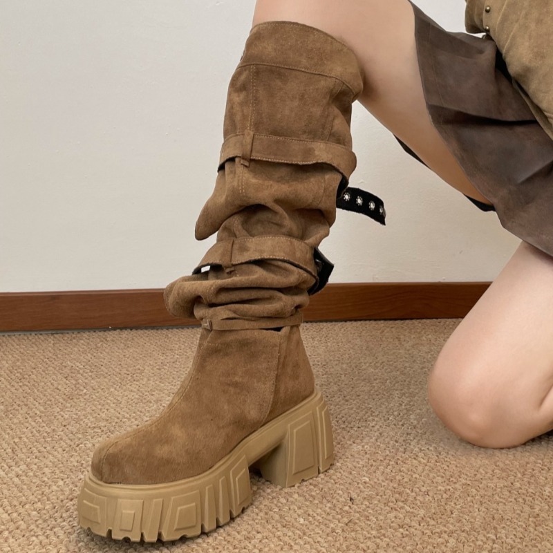 2026 Moda Punk Tarzı Tokalı Ka - Women'S Fashion Knee High Boots incelemesi ve fiyatı