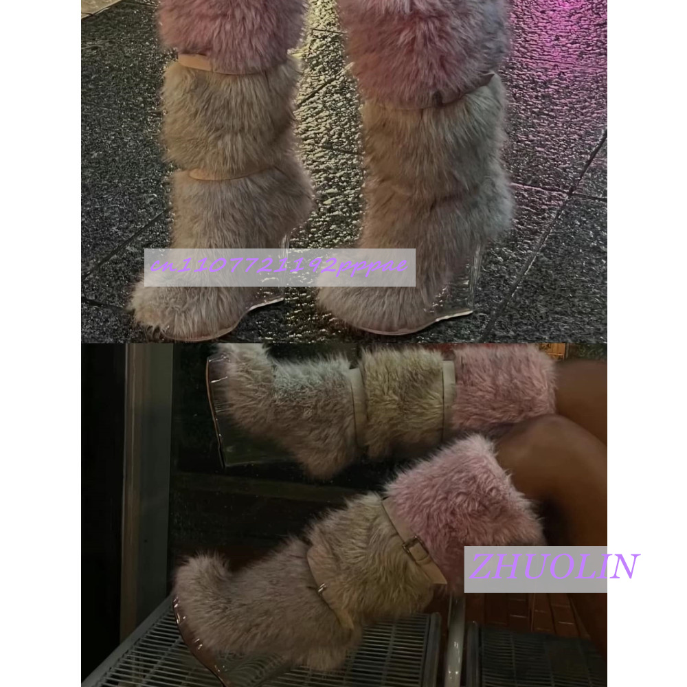 Kış Gradyan Tüylü Şeffaf Dolgu - Women'S Fashion Knee High Boots incelemesi ve fiyatı